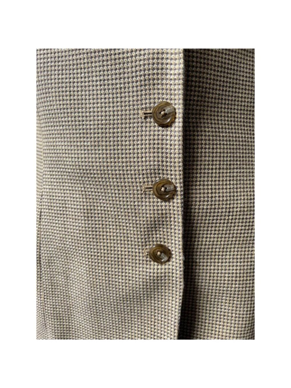 Linda Allard Ellen Tracy Vintage Petite Blazer Beige Houndstooth Wool Silk Blend - Picture 3 of 12